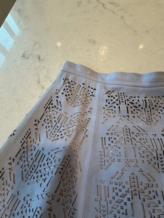 PARKER Lace Eyelet A-Line Mini Skirt - lavender! M - Picture 5 of 5